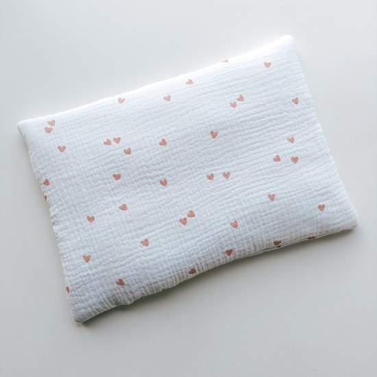 płaska muślinowa poduszka z wypełnieniem wszytym na stałe