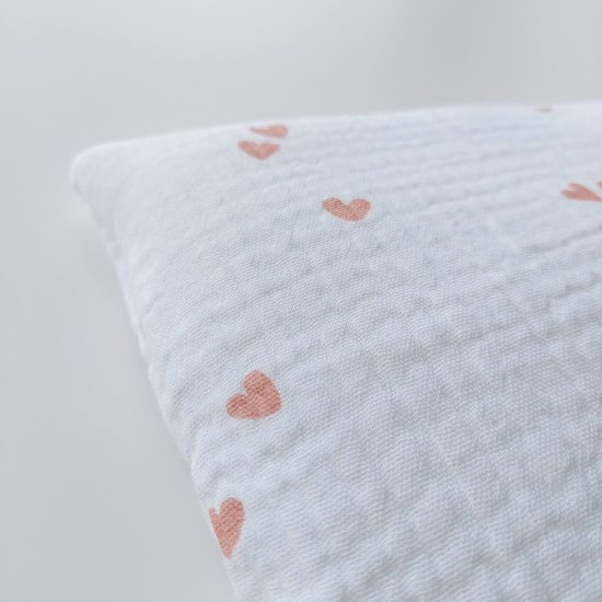 płaska muślinowa poduszka z wypełnieniem wszytym na stałe