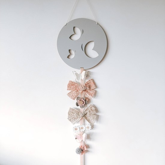 koronkowa spinka kokardka w kolorze różu