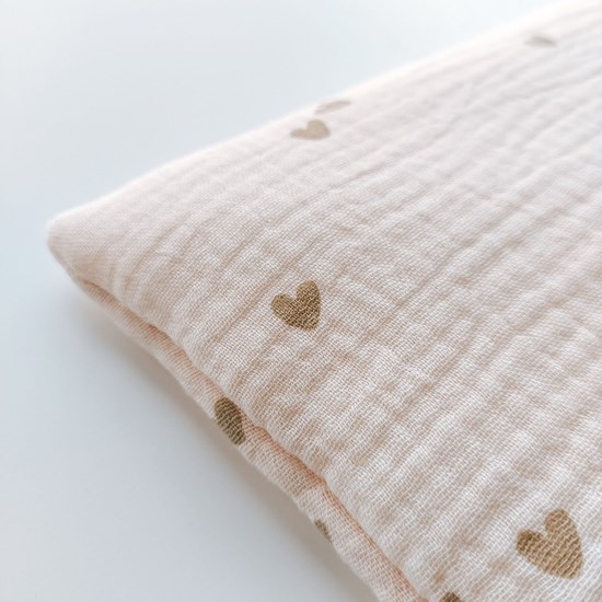 płaska muślinowa poduszka z wypełnieniem wszytym na stałe