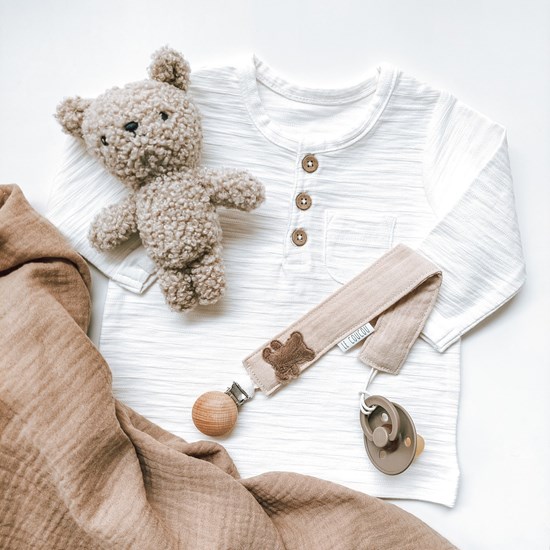 zawieszka do smoczka z misiem dla chłopca