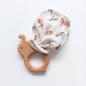 Gryzak drewniany - pszczółka w cytrynki