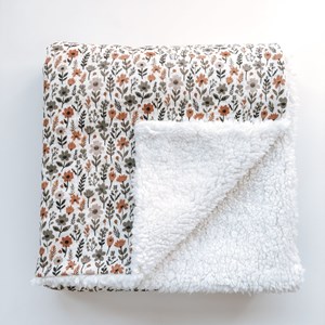 Kocyk muślinowy z barankiem - jesienne kwiaty